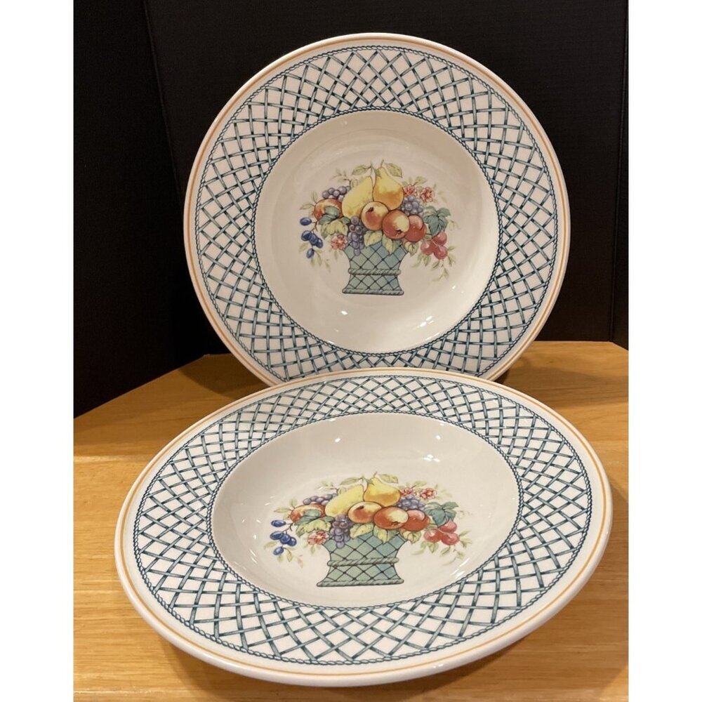 Villeroy & Boch Basket Large Rim Cereal‎ Soup Bowls Bowl Germany 9 Inch Set of 2